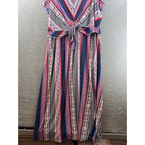 Lane Bryant Womens Striped & Floral Maxi Dress With Tie Waist Multicolor 34/36 - Picture 2 of 9